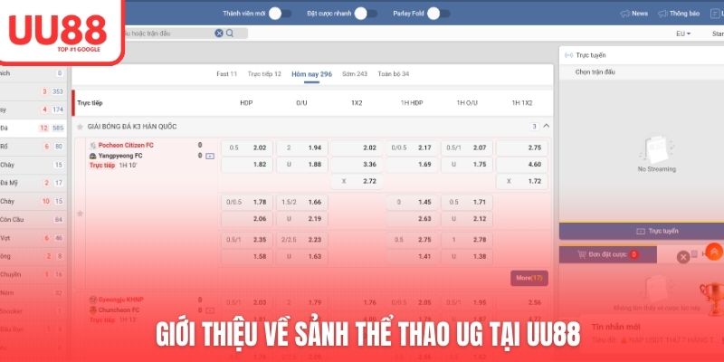 Giới thiệu về sảnh thể thao UG tại UU88